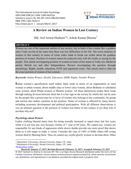 A Review on Indian Women in Last Century