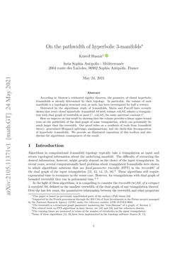 Arxiv:2105.11371V1 [Math.GT] 24 May 2021 ∗This Paper Is Based on Previously Unpublished Parts of the Author’S Phd Thesis [24]