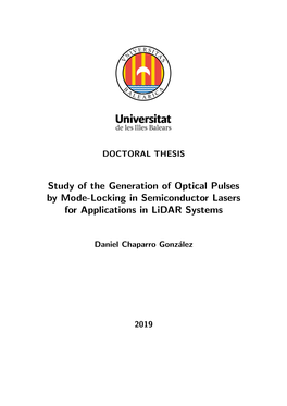 Study of the Generation of Optical Pulses by Mode-Locking in Semiconductor Lasers for Applications in Lidar Systems