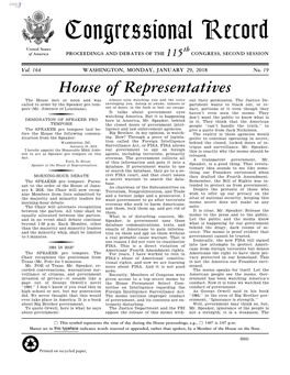 Congressional Record United States Th of America PROCEEDINGS and DEBATES of the 115 CONGRESS, SECOND SESSION