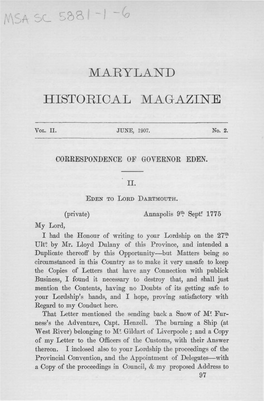 Maryland Historical Magazine, 1907, Volume 2, Issue No. 2