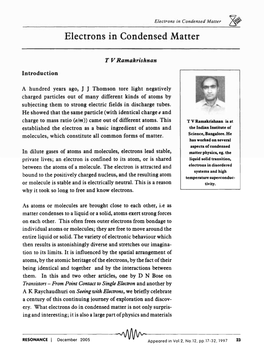 Electrons in Condensed Matter ~