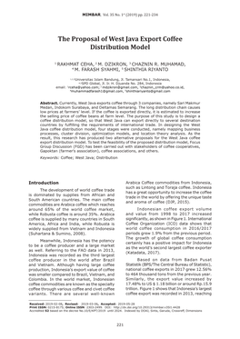 The Proposal of West Java Export Coffee Distribution Model