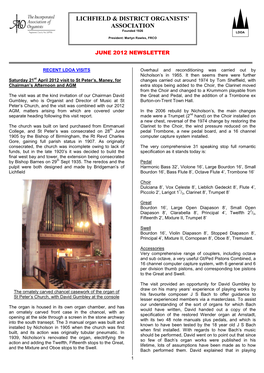 June 2012 Newsletter