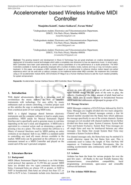 Accelerometer Based Wireless Intuitive MIDI Controller