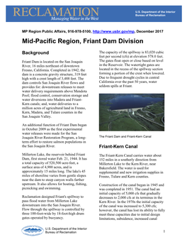 Friant Dam Fact Sheet