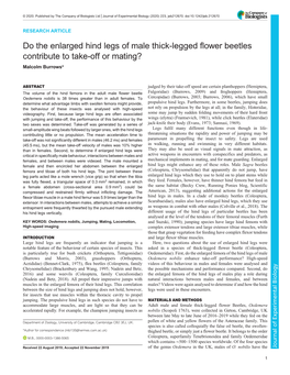 Do the Enlarged Hind Legs of Male Thick-Legged Flower Beetles Contribute to Take-Off Or Mating? Malcolm Burrows*