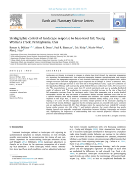 Stratigraphic Control of Landscape Response to Base-Level Fall, Young Womans Creek, Pennsylvania, USA ∗ Roman A