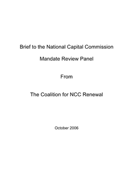 Brief to the National Capital Commission Mandate Review