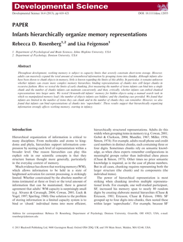 Infants Hierarchically Organize Memory Representations Rebecca D