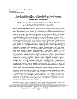 Suitable Assimilation Model of Culture, Beliefs and Rites Concerning Deities of Buddhism and Hindu-Brahmanism for Peace of Thai Society in Bangkok and Circumferences