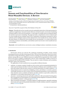 Sensors and Functionalities of Non-Invasive Wrist-Wearable Devices: a Review