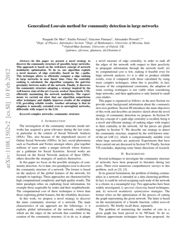 Arxiv:1108.1502V2 [Cs.SI] 10 Feb 2012 the Community Structure of a Network