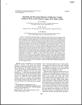 Spawning and Movement Behavior of Migratory Coastal Cutthroat Trout on the Western Copper River Delta, Alaska