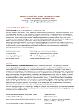 Panels and Round Tables (PDF, 480Kb)