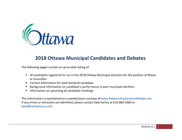 2018 Ottawa Municipal Candidates and Debates