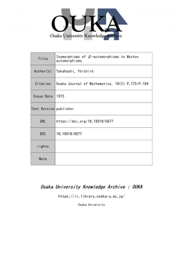 Isomorphisms of Β-Automorphisms to Markov Automorphisms