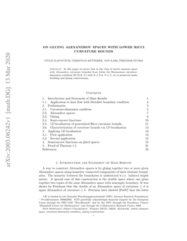 ON GLUING ALEXANDROV SPACES with LOWER RICCI CURVATURE BOUNDS 3 and the Boundary (Deﬁned Either Way) Is a Closed Subset in the Ambient Space