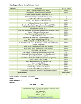 Map Request Form; Sierra National Forest