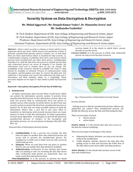 Security System on Data Encryption & Decryption