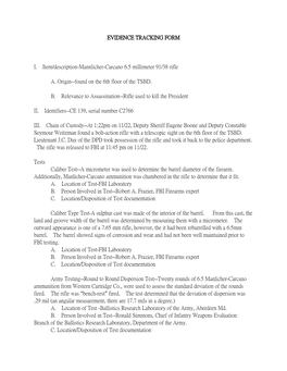 EVIDENCE TRACKING FORM I. Item/Description-Mannlicher