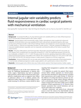 Internal Jugular Vein Variability Predicts Fluid Responsiveness in Cardiac