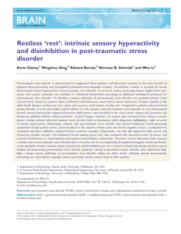 Restless 'Rest': Intrinsic Sensory Hyperactivity and Disinhibition in Post-Traumatic Stress Disorder