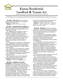 Kansas Residential Landlord & Tenant