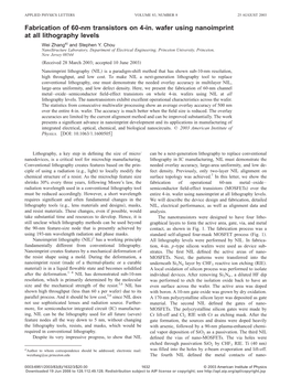 Fabrication of 60-Nm Transistors on 4-In. Wafer Using Nanoimprint at All Lithography Levels Wei Zhanga) and Stephen Y