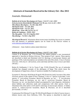 Abstracts of Journals Received in the Library Oct –Dec 2012