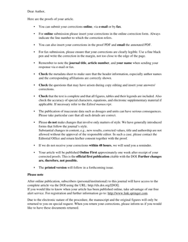 Dear Author, Here Are the Proofs of Your Article. • You Can Submit Your Corrections Online, Via E-Mail Or by Fax. • for On