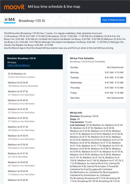 M4 Bus Time Schedule & Line Route