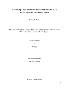 Estimating the Number of Undiscovered Rare Plant Occurrences in Southern Ontario