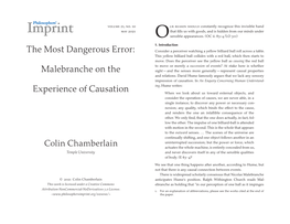 The Most Dangerous Error: Malebranche on the Experience Of