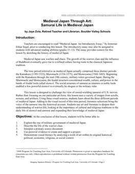 Medieval Japan Through Art: Samurai Life in Medieval Japan