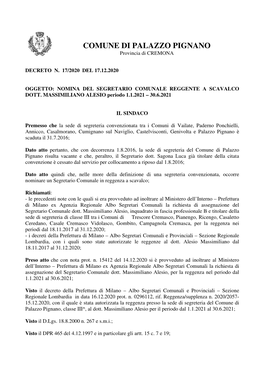 Decreto N. 17-2020 Reggenza a Scavalco