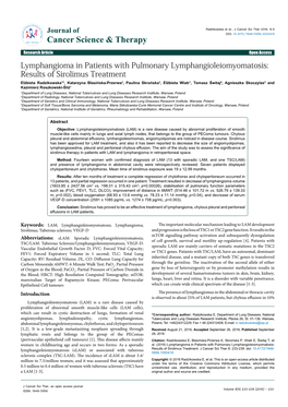 Lymphangioma in Patients with Pulmonary