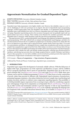 Approximate Normalization for Gradual Dependent Types 3 of Siek Et Al