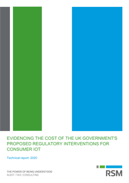 Evidencing the Cost of the Uk Government's Proposed Regulatory Interventions for Consumer Iot
