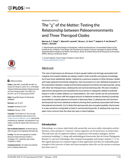 Testing the Relationship Between Paleoenvironments and Three Theropod Clades