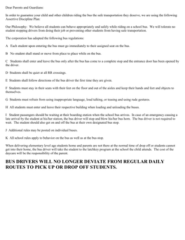 School Bus Rules and Regulations