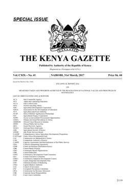 THE KENYA GAZETTE Published by Authority of the Republic of Kenya (Registered As a Newspaper at the G.P.O.)