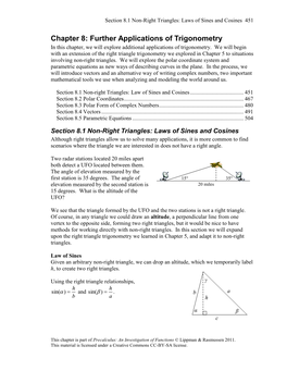 Section 8.1 Non-Right Triangles: Laws of Sines and Cosines 451