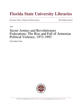 Secret Armies and Revolutionary Federations: the Rise and Fall of Armenian Political Violence, 1973-1993 Christopher Gunn