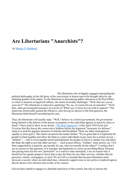 Are Libertarians "Anarchists"?