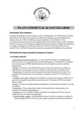 PLAN COMMUNAL De SAUVEGARDE