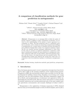 A Comparison of Classification Methods for Gene Prediction In