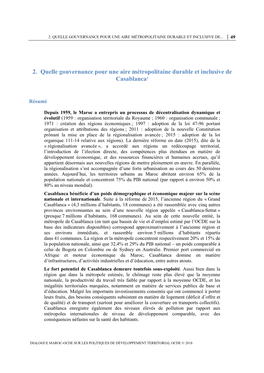 2. Quelle Gouvernance Pour Une Aire Métropolitaine Durable Et Inclusive De