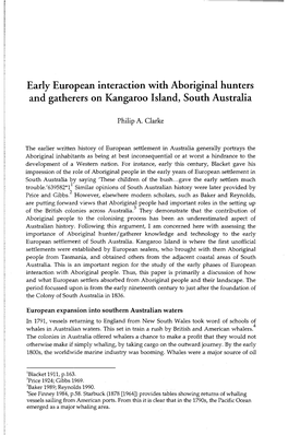 Early European Interaction with Aboriginal Hunters and Gatherers on Kangaroo Island, South Australia