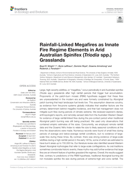 Rainfall-Linked Megafires As Innate Fire Regime Elements in Arid